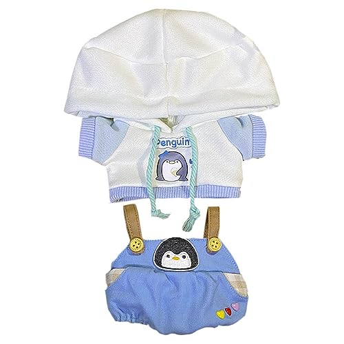 niannyyhouse 20cm Plush Doll Clothes Frog Puppy Lamb Penguin Hoodie Strap Pants 8in Soft Stuffed Plush Toy Dress up (a-4)