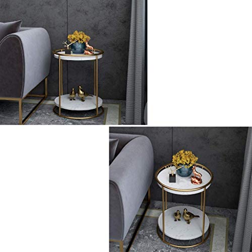 Petite table basse de balcon ronde avec étagère double pour petits espaces - 6