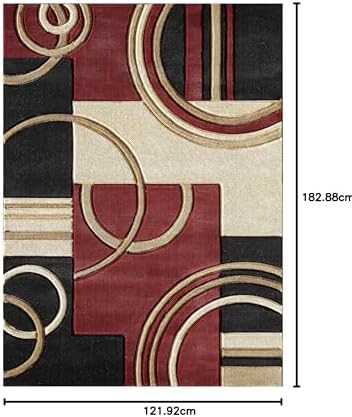 GLORY RUGS Area Rug Modern Soft Hand Carved Contemporary Floor Carpet with Premium Fluffy Texture for Indoor Living Dining Room and Bedroom Area (4x6, Dark Red)