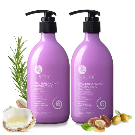 Luseta Curl Enhancing Coconut Oil Shampoo & Conditioner Set,Unlimited Bounce and Definition, Reduce Frizz and Repair Dry Hair, for All Curl Types Sulfate & Paraben Free, 2 x 16.9oz