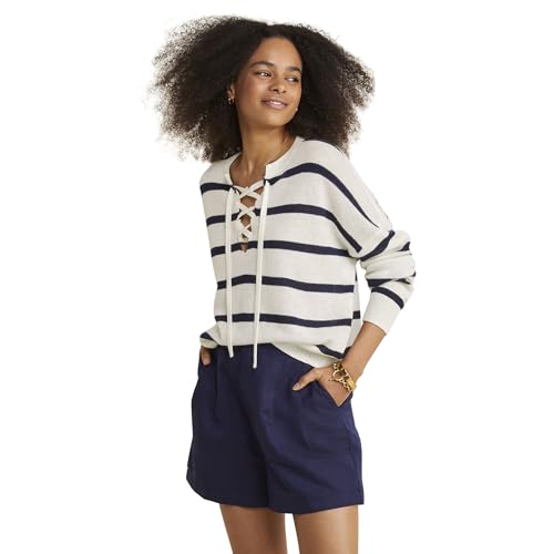 Image of Vineyard Vines Women's Linen Cashmere Lace-up Crewneck Sweater