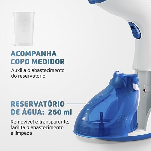 Passadeira a Vapor Portátil Fast Steam, Mondial, Branco/Azul, 1500W, 110V - VP-09