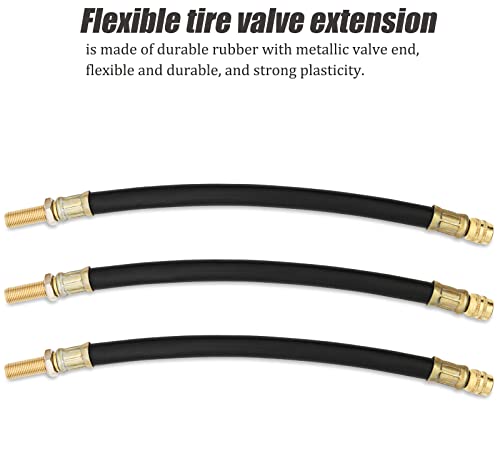 Image of HOOTO 3pcs 8.25 inch Tire Valve Extension, Flexible Extension Tire Valve Adaptor for Universal Car Truck Motorcycle Bicycle RV