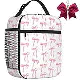 TIANCANCAN Insulated Girl Lunch Bag Pink Bow, 6.5L Cool Girls Lunch Box Bag for Women Kids, Tough & Spacious Cooler Bag Bento Lunch Boxes for Adults & Girls (Pink Bow)