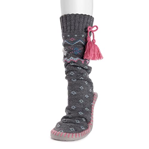 Muk Luks Women's Tassel Slipper Socks, Dark Grey Heather, 8-10 #TOP20