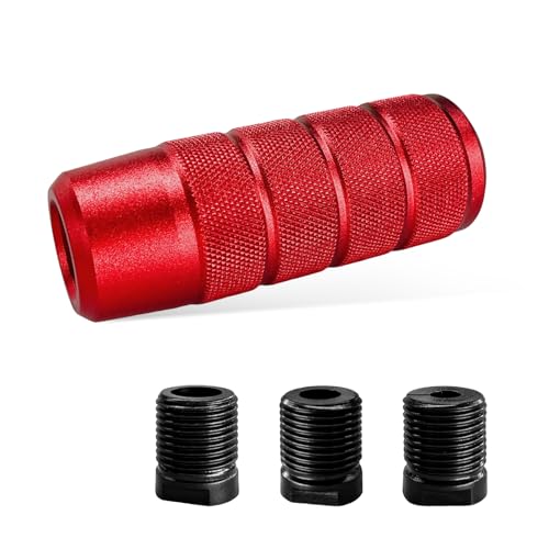 KVAEY Car Shifter Knob, Aluminum Alloy Cool Car Gear Lever Stick Shifter Handle with 3 Adapters, Shifter Gear Knob Lever for Most Manual Automatic Vehicles, Car Accessories (Red)