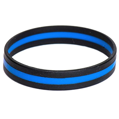 STRYKER Thin Blue Line Silicone Bracelet Police Support Law Enforcement Memorial Wristband