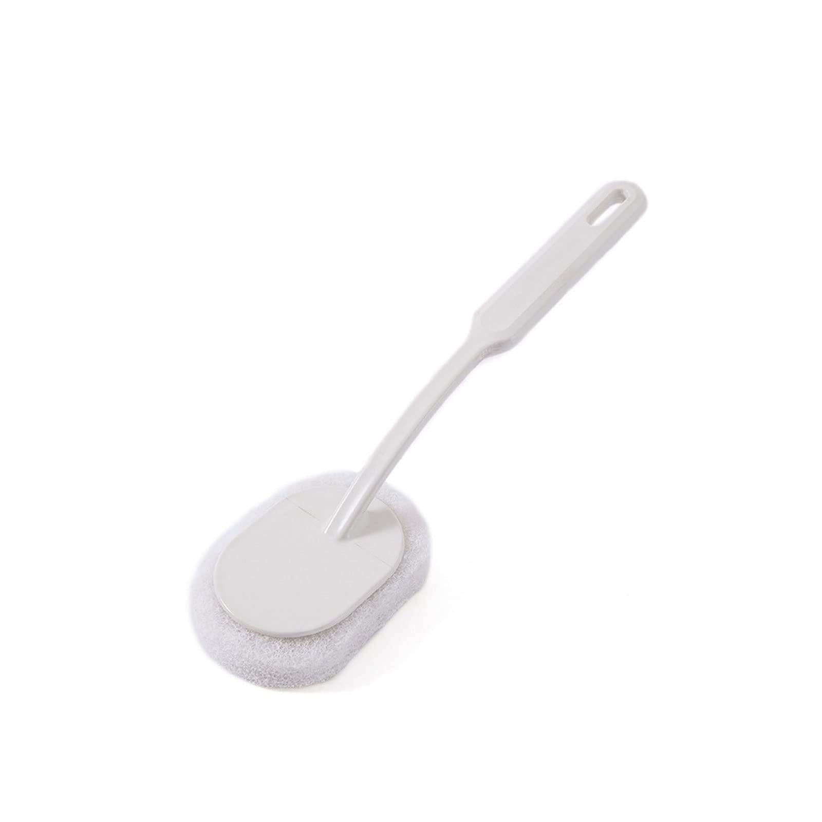 Cepillo de pie con Mango Largo para baño, para Colgar en la Pared, bañera, azulejo de Suelo, Cabezal de Esponja, toallita, Inodoro, Cocina, lavavajillas, Herramienta de Limpieza (Blanco)