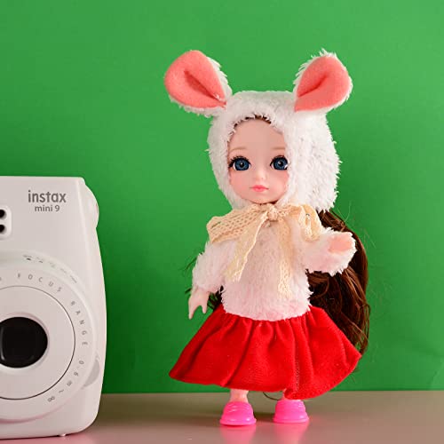 Beem Jun 6 Inch Girl Bjd Dolls 16 Cm Ball Joints Doll With Accessories Small Cute Pups Grey Eyes Adorable Clothing Dress Up Pink Princess Outfit Dolly Best Gift For 3 Years+(Red) #TOP4