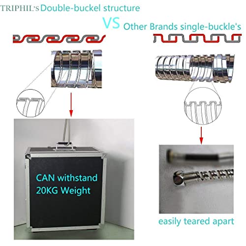 Triphil Kink-Free 59" Handheld Shower Head Hose Replacement, Flexible Shower Tube Extension, 100% Metal Stainless Steel Sleeve, Brass/Copper Made Conncetors 360 Degree Swivel Chrome 59 Inches #TOP5