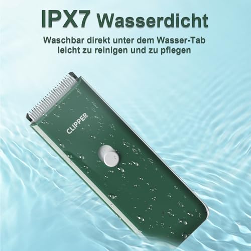 Profi Haarschneidemaschine für Hund Katze, Leise Hundeschermaschine mit Keramische Klinge, Elektrische Tierhaarschneidemaschine, IPX7 Wasserdicht (Grün)