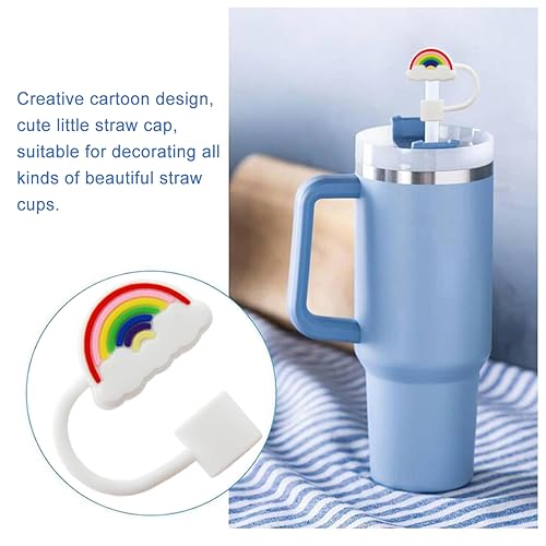 Image of Straw Cover Cap for Stanley Cup,Silicone Straw Topper 10 mm 0.4 in Reusable Straw Tips Lids,Straw Tip Covers for Stanley Cups Accessories