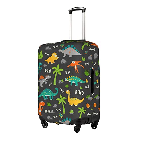 Cute Funny Dinosaurs Cartoon Travel Luggage Cover Fits 18-32 Inch Luggage, Stretchy Suitcase Cover Protector with Concealed Zipper for Wheeled Suitcase Tsa Approved2