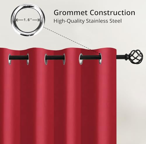 Image of Cloth Fusion 100% Blackout Window Curtains 5 Feet Long Set of 2 with Blackout Lining, Double Layer Room Darkening Parda with Stainless Steel Grommets for Home Decor (5x4 Feet, Viva Magenta)