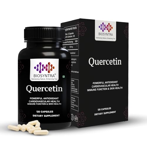 Biosyntra Pure Quercetin 500mg - Pure Quercetin Capsules for Immune Support & Cellular Protection Gluten-Free Non-GMO 120 Capsules