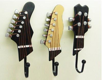 Oxforder 3 pieces Hook Towel Wall Hanger Hanger Guitar Shape Vintage resin hook Hook key holder with three hooks