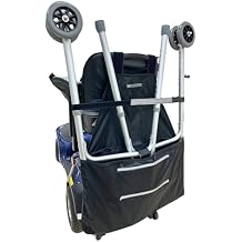 AlveyTech Universal Walker Holder for Mobility Scooters - Fits Most Scooters - Black Polyester Walker Holder with Attachment for Adult/Seniors Deluxe