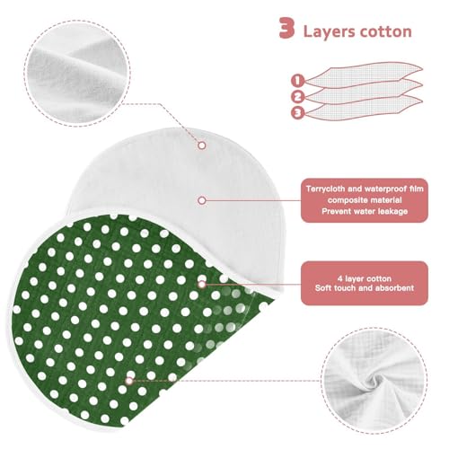 Muslin Baby Burp Cloths, Polka Dots Green Cotton Soft Burp Cloths for Newborns​​, Extra Absorbent Burp Cloths 2-Pack​​, 22 x 11 Inch4
