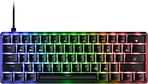 TEWELL 61 Keys RGB Wired Mechanical Gaming Keyboard with Audible Click Sound Blue Switches, Compact Mini Portable Computer Keyboard for Windows Gaming PC