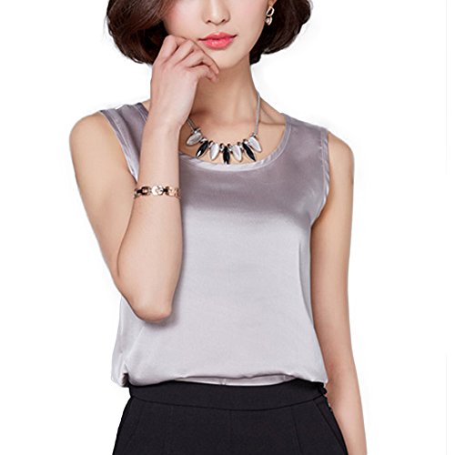 Camisola de seda para mujer con sensación de seda y camiseta sin mangas, sin mangas, para verano, informal, sin mangas, camiseta, camiseta, camiseta, blusa