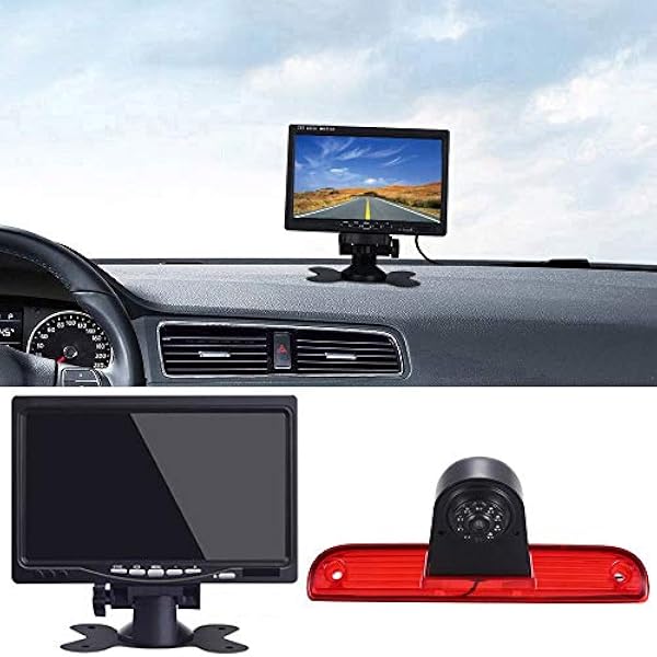 Światło hamowania, kamera cofania + 7-calowy ekran TFT LCD do samochodu, światło hamowania, osłona samochodu, kamera cofania zestaw do FIAT Ducato X250 X290 Bus Box / Peugeot Boxter/Citroen