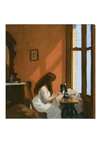 Edward Hopper Affiche encadrée Fille à la machine à coudre format moyen pour décoration salon