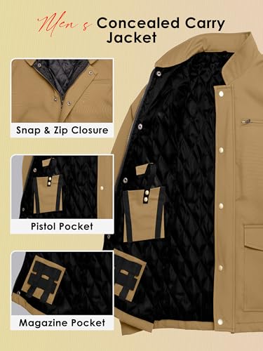 Image of URBAN BUCK Concealed Carry Jacket Men Insulated Heavy-Duty Tactical Sherpa Stealth Jacket with Pockets