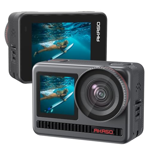 AKASO Brave8 �A�N�V�����J���� 4K60fps 48MP 8K�^�C�����v�X 16�{�X���[���[�V���� �E�F�A���u���J���� IPX8�{�@�h��10M �����J���� �X�[�p�[�X���[�Y��Ԃ�␳ 1550mAh�o�b�e���[2�� �A�N�V�����J�� ��������@�\ 
