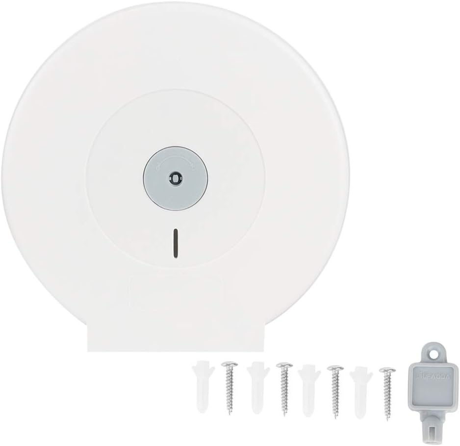 Commercial Toilet Paper Dispenser, 10.4x10.4x4.7in ABS Single Roll Toilet Paper Holder Wall Mount with Key Lock for Bathroom, Office, Restaurants, Hotel, Schools, Gym, Mall
