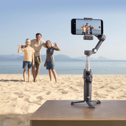 Image of DJI Osmo Mobile 7P+Mic Mini Transmitter, Gimbal Stabiliser for iPhone & Android, Native Tracking, Lighting, 3-Axis Smartphone Gimbal, Instant Recording, Extension Rod & Tripod Integrated