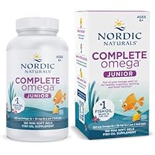 Nordic Naturals Complete Omega Jr., Lemon - 180 Mini Soft Gels - 283 mg Total Omega-3s & 35 mg GLA - Healthy Cognition, Nervous System Function - Non-GMO - 90 Servings