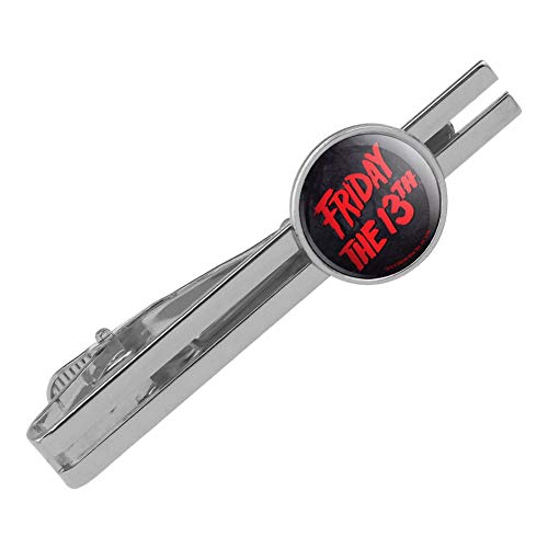GRAPHICS & MORE Friday The 13th Logo Round Tie Bar Clip Clasp Tack Silver Color Plated