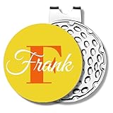 Name Golf Ball Markers Magnetic with Hat Clip - Personalized Initial Letter Name Monogram Design for Golfer Men Women Golfing Accessories Train Aids Tool Gift for Father Birthday in Bulk Packs