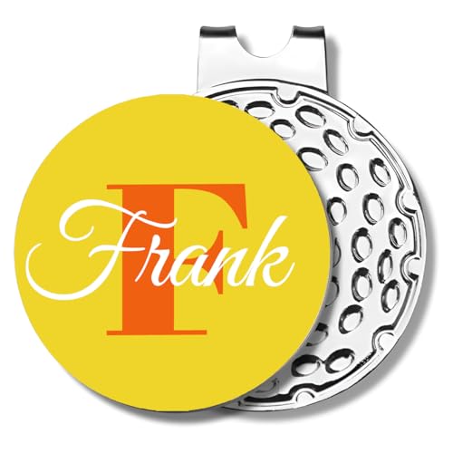 Name Golf Ball Markers Magnetic with Hat Clip - Personalized Initial Letter Name Monogram Design for Golfer Men Women Golfing Accessories Train Aids Tool Gift for Father Birthday in Bulk Packs