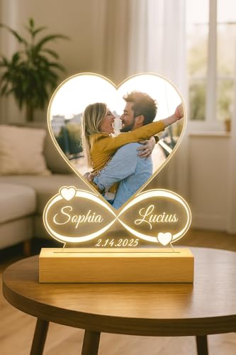 Lámpara LED personalizable de mesa con grabado de pareja miniatura 4