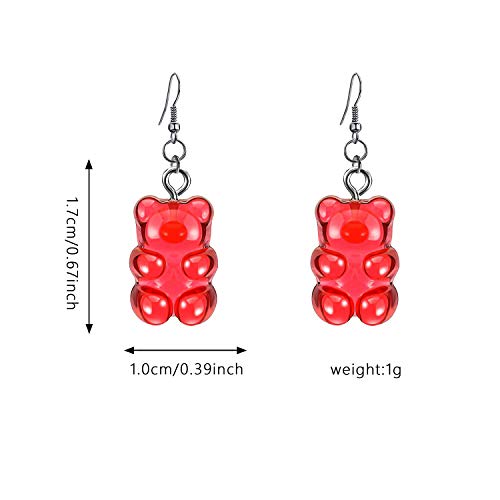 8Pairs Gummy Bear Earrings Set,Colorful Cartoon Resin Candy Dangle Earrings for Women4