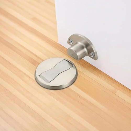 Image of Round Magnetic Door Stopper Matt Finish Stainless Pack 2