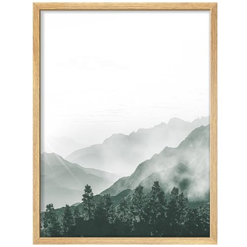 SIGNWIN Poster Mountain Mist Peaceful Mountain Range with Misty Forest Illustrations Nature Wilderness Minimalist Decorative for Living Room, Bedroom, Office - 8"x10"