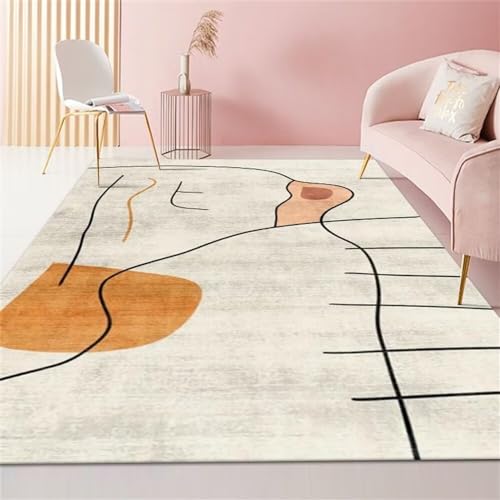 Tapis lavable en machine grand format 200x250cm, moquette de sol confortable à rayures minimalistes - 2