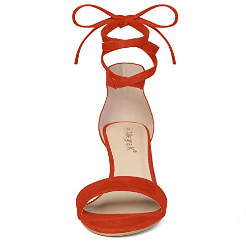 Allegra K Allegra K Women's Open Toe Kitten Heel Lace Up Dress Orange Sandals 7.5 M US