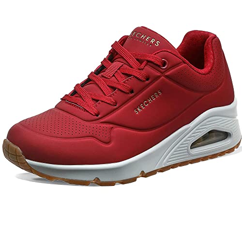 Image of Skechers-Womens-UNO - Stand ON AIR -Red-Sneakers-UK 4