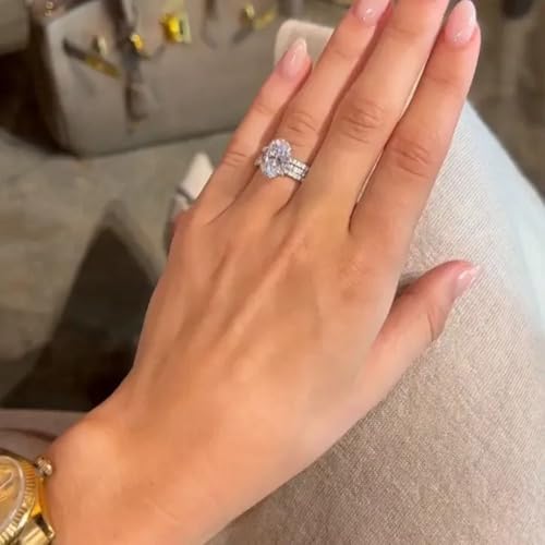 3pcs/set White Gold Plated Sparkling Cubic Zirconia Elegant Stackable Engagement Ring Set Wedding Bridal Band Promise Rings Evening Parties Anniversary Valentine's Day Gifts Eternity Bands for Women4