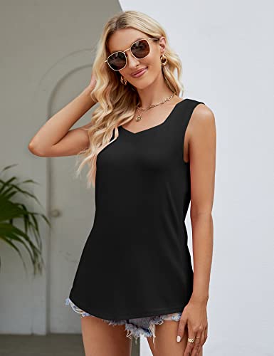 Luyaa Sleeveless Tops For Women Dressy Sweetheart Neck Tank Tops Beach Summer Outfits Black Xl #TOP2