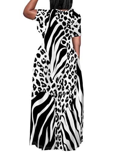 Image of SUZONANA Plus Size Dresses for Women Summer Casual Maxi Dress Short Sleeve Loose Vacation Dress