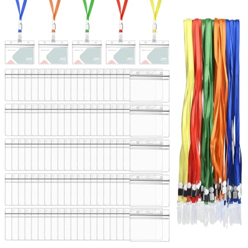 Porte-badge avec cordon horizontal transparent : évitez la perte de vos cartes