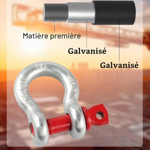 Eulihent 4 Pièces Manille de Levage 1t Manille en Acier Galvanisé à Haute Résistance pour le Camping, L'escalade, le Transport et le Levage de Charges (WLL : 1,0 t) – vue 6