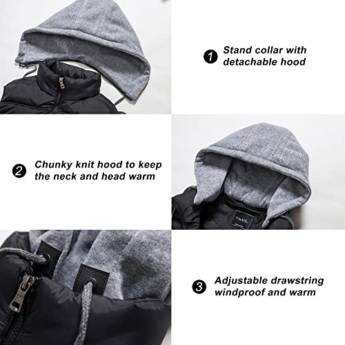 Vtuaol Men's Casual Hooded Padded Puffer Vest Stand Collar Warm Sleeveless Jackets Grey Us M #TOP2