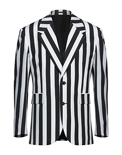 Men's Stripe Blazer Two-Button Tuxedos Jacket Cosplay Party Wedding Notch Lapel