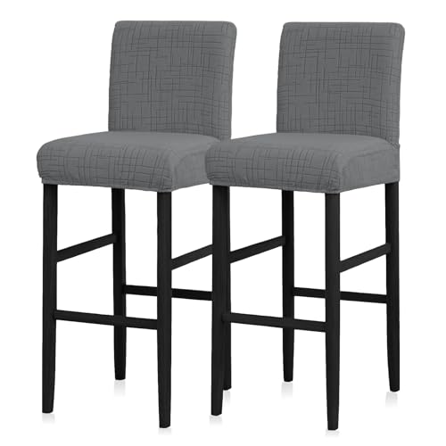 Image of JIUZHEN Dark Grey Stretch Velvet Bar Stool Counter Covers Set of 2