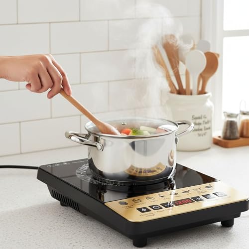 Image of Drumstone (𝟏𝟓-𝐘𝐞𝐚𝐫𝐬 𝐰𝐚𝐫𝐫𝐚𝐧𝐭𝐲) Portable 2000 Watt Induction Cooktop Electric Burner, Smart Cooking Stove with Temp Control, Energy Efficient, Crystal Glass Surface for Home Kitchen